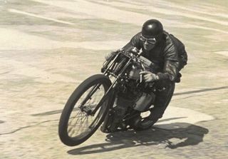 Noel Pope At Brooklands On A 350Cc Norton 1939